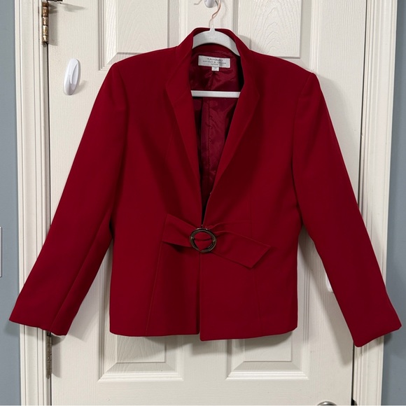 Tahari Bold Red Blazer Belt Accent Career Office Wear Elegant Wear Minimalist - Picture 13 of 13